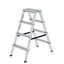 Munk Stufen-Stehleiter, beidseitig, Aluminium, 80 mm geriffelte Stufen, max. 150 kg, Spreizsicherung, 8 Stufen