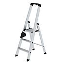 Munk trap, aluminium, enkelzijdige toegang, geribbelde treden, tot 150 kg, nivello® ladderschoenen, 3 treden