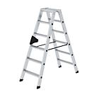 Munk trapladder, 2 x 6 treden, aluminium, rechthoekige buisbomen, 80 mm geribbelde treden, 150 kg draagvermogen, nivello® ladderschoenen, ergo-pad® gripzone