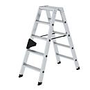 Munk trapladder, dubbelzijdig, 2 x 5 treden, aluminium, ergo-pad® gripzone, nivello® ladderschoenen, 80 mm treden, draagvermogen 150 kg