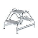 Munk-werkplatform, 2 x 2 treden aluminium, stabiele buisconstructie, 400 × 300 mm loopvlak, 200 mm treden, antislip, 150 kg