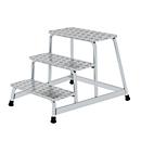 Munk-werkplatform, aluminium, gelaste buisconstructie, treden van trapplaat, antislip, tot 150 kg, tredeoppervlak B 550 x D 300 mm, 3 treden