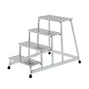 Munk-werkplatform, aluminium, gelaste buisconstructie, treden van trapplaat, antislip, tot 150 kg, tredeoppervlak B 550 x D 300 mm, 4 treden
