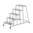 Munk-werkplatform, aluminium, gelaste buisconstructie, treden van trapplaat, antislip, tot 150 kg, tredeoppervlak B 550 x D 300 mm, 5 treden