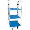Nestable roll container, three-sided, 2 intermediate shelves