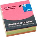 Notes auto-adhésives Brillant INFO, 50 mm x 50 mm, 1 x 240 feuilles, jaune, orange, vert, rose