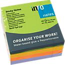 Notes auto-adhésives Brillant INFO, 75 mm x 75 mm, 1 x 400 feuilles, vert lime, jaune colza, orange, violet