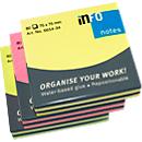 Notes auto-adhésives Brillant INFO, 75 mm x 75 mm, 6 x 80 feuilles, jaune, orange, vert