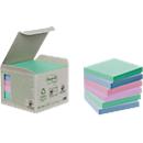 Notes auto-adhésives POST-IT, papier recyclé, 76 mm x 76 mm, 6 x 100 feuilles, coloré
