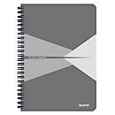 Notizbuch Leitz Office, Format A5, 90 karierte Blatt, lässt sich um 360° öffnen, Spiralbindung, Kunststoff-Einband, FSC®-zertifiziert, grau