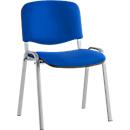 Nowy Styl Stapelstuhl ISO Basic, ohne Armlehnen, 4-Fußgestell, Stoffbezug, stapelbar bis 12 Stück, Bezug blau, Gestell alusilber