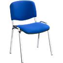 Nowy Styl Stapelstuhl ISO Basic, ohne Armlehnen, 4-Fußgestell, Stoffbezug, stapelbar bis 12 Stück, Bezug blau, Gestell verchromt