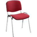 Nowy Styl Stapelstuhl ISO Basic, ohne Armlehnen, 4-Fußgestell, Stoffbezug, stapelbar bis 12 Stück, Bezug bordeaux, Gestell verchromt