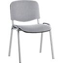Nowy Styl Stapelstuhl ISO Basic, ohne Armlehnen, 4-Fußgestell, Stoffbezug, stapelbar bis 12 Stück, Bezug hellgrau, Gestell alusilber