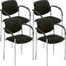 NowyStyl bezoekersstoel STYL, met armleuningen, stapelbaar tot 6 eenheden, tot 110 kg, zwarte bekledingsstof, aluminium zilver frame, 4 eenheden