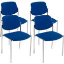 NowyStyl bezoekersstoel STYL, zonder armleuningen, stapelbaar tot 6 eenheden, blauwe hoes, aluminium zilver frame, tot 110 kg, 4 eenheden