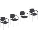 NowyStyl chaise empilable STYL, avec accoudoirs, empilable jusqu'à 6 pièces, jusqu'à 110 kg, revêtement aspect cuir, gris fango, 4 pièces