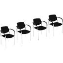 NowyStyl chaise empilable STYL, avec accoudoirs, empilable jusqu'à 6 pièces, jusqu'à 110 kg, revêtement aspect cuir, noir, 4 pièces