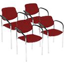 NowyStyl chaise empilable STYL, avec accoudoirs, empilable jusqu'à 6 pièces, jusqu'à 110 kg, revêtement imitation cuir, rouge chili, 4 pièces