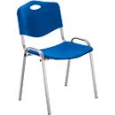 NowyStyl chaise visiteur, H 470 mm x L 460 mm x P 410 mm, plastique, avec piétement acier, pieds anti-rayures, empilable, bleu aluminium