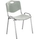 NowyStyl chaise visiteur, H 470 mm x L 460 mm x P 410 mm, plastique, avec piétement acier, pieds anti-rayures, empilable, gris aluminium