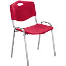 NowyStyl chaise visiteur, H 470 mm x L 460 mm x P 410 mm, plastique, avec piétement acier, pieds anti-rayures, empilable, rouge aluminium