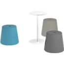 NowyStyl Pouf Set Versi, 3 poufs avec table, bleu/gris foncé/gris clair/blanc
