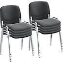 NowyStyl Set de chaises empilables ISO BASIC, sans accoudoirs, empilable jusqu'à 12 pièces, housse anthracite, piétement argent chromé, 8 pièces