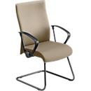 NowyStyl Sledestoel Neo - sledevoet - ergonomisch - met armleuningen - gestoffeerde zitting en rugleuning - L 510 x D 440 x H 440 mm - bruine stof - zwart onderstel