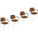 NowyStyl stapelstoel STYL, met armleuningen, stapelbaar tot 6 stuks, tot 110 kg, bekleding in lederlook, nougatbruin, 4 stuks