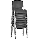 NowyStyl stapelstoelenset ISO BASIC, zonder armleuningen, stapelbaar tot 12 stuks, bekleding antraciet, frame chroom zilver, 8 stuks