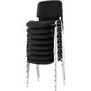 NowyStyl stapelstoelenset ISO BASIC, zonder armleuningen, stapelbaar tot 12 stuks, bekleding zwart, frame chroom zilver, 8 stuks