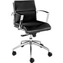 Office chair ORIGAMI, leather cover, automatic rocking mechanism, with armrests, half-high backrest, black