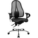 Office chair Topstar SITNESS 15, permanent contact, with armrests, mesh backrest, orthopaedic seat Fitness black