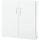 Office cupboard, 3OH, lockable, with overlay doors, W 1200 mm, traffic white