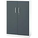 Office cupboard, 3OH, lockable, with overlay doors, W 800 mm, basalt gray/traffic white