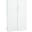 Office cupboard, 3OH, lockable, with overlay doors, W 800 mm, traffic white