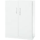 Office cupboard, 3OH, lockable, with overlay doors, W 950 mm, traffic white