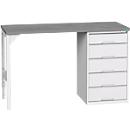 Onderbank Bott verso, linoleumblad, 5 laden, B 1500 x D 600 x H 930 mm, lichtgrijs