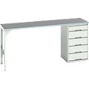 Onderbank Bott verso, linoleumblad, 5 laden, B 2000 x D 600 x H 930 mm, lichtgrijs