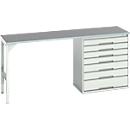 Onderbank Bott verso, linoleumblad, 7 laden, B 2000 x D 600 x H 930 mm, lichtgrijs