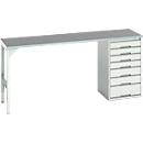 Onderbank Bott verso, linoleumblad, 7 laden, B 2000 x D 600 x H 930 mm, lichtgrijs