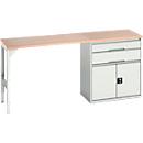 Onderbouw Bott verso, multiplex legbord, 2 laden, 1 deur, 1 legbord, B 2000 x D 600 x H 930 mm, lichtgrijs