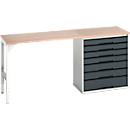 Onderzetter Bott verso, multiplexplaat, 7 laden, B 2000 x D 600 x H 930 mm, lichtgrijs / antracietgrijs