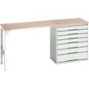 Onderzetter Bott verso, multiplexplaat, 7 laden, B 2000 x D 600 x H 930 mm, lichtgrijs