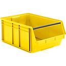 Opbergbak met open voorzijde en draagbeugel SSI Schäfer LF 743, polypropeen, L 715 x B 470 x H 300 mm, 74 l, geel