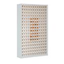 Opbergbakkast, volume 635 l, 204 uitneembare opbergboxen met verzonken greep, B 1270 x D 250 x H 2000 mm, l.grijs/transparant