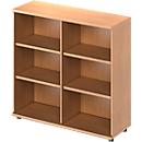 Open kast TETRIS WOOD - B 1200 x D 421 x H 1160 mm - 3 OH - met glijders - beuken decor - ons merk Schäfer Shop Genius