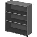 Open opzetkast TETRIS WOOD - B 1000 x D 421 x H 1160 mm - 3 OH - met glijders - grafiet - ons merk Schäfer Shop Genius