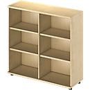 Open opzetkast TETRIS WOOD - B 1200 x D 421 x H 1160 mm - 3 OH - met glijders - ahorn decor - ons merk Schäfer Shop Genius